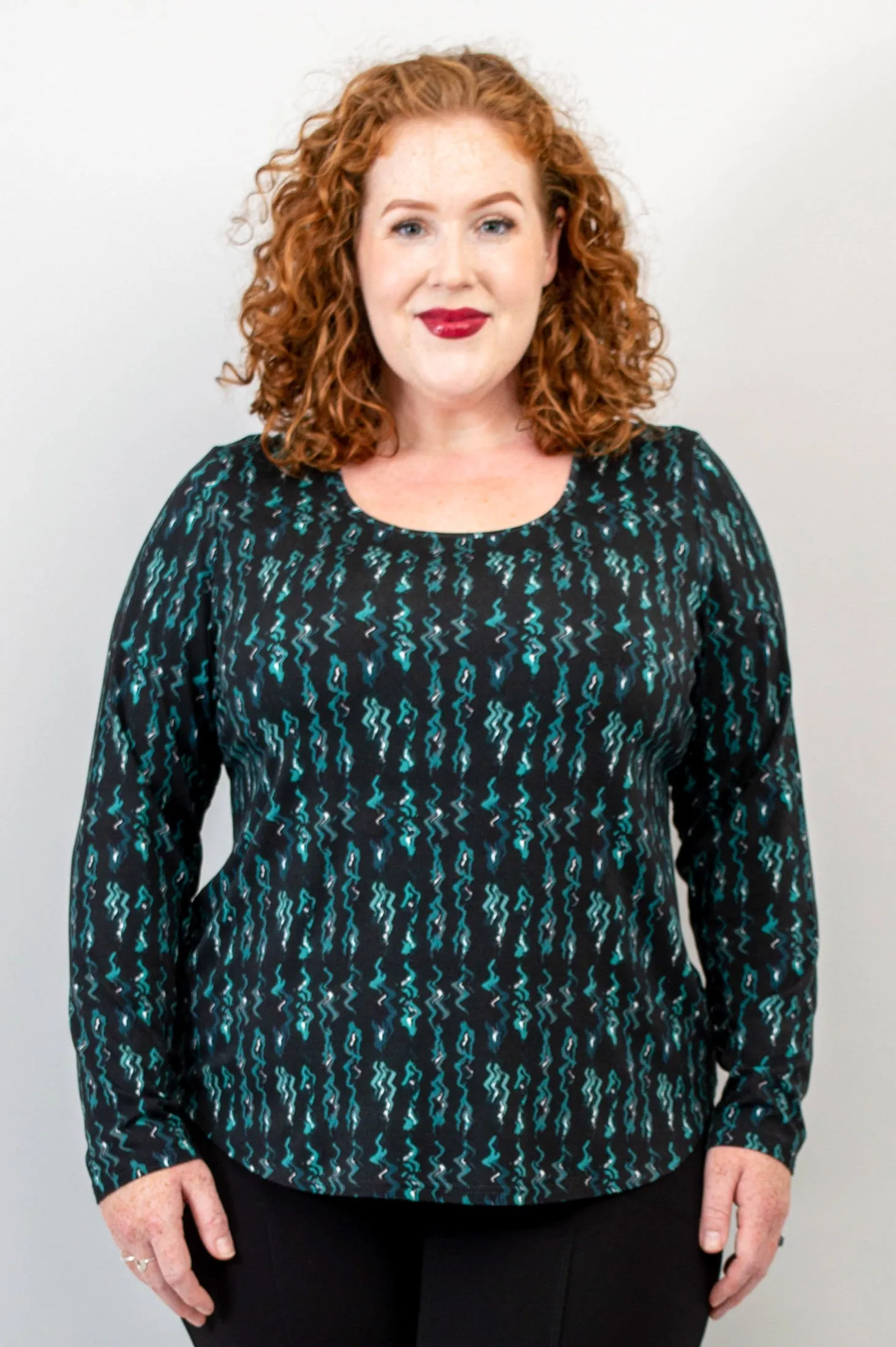 Tessa Long Sleeve Top, Teal Abstract, Bamboo - Final Sale sold by Blue Sky product image thumbnail 2