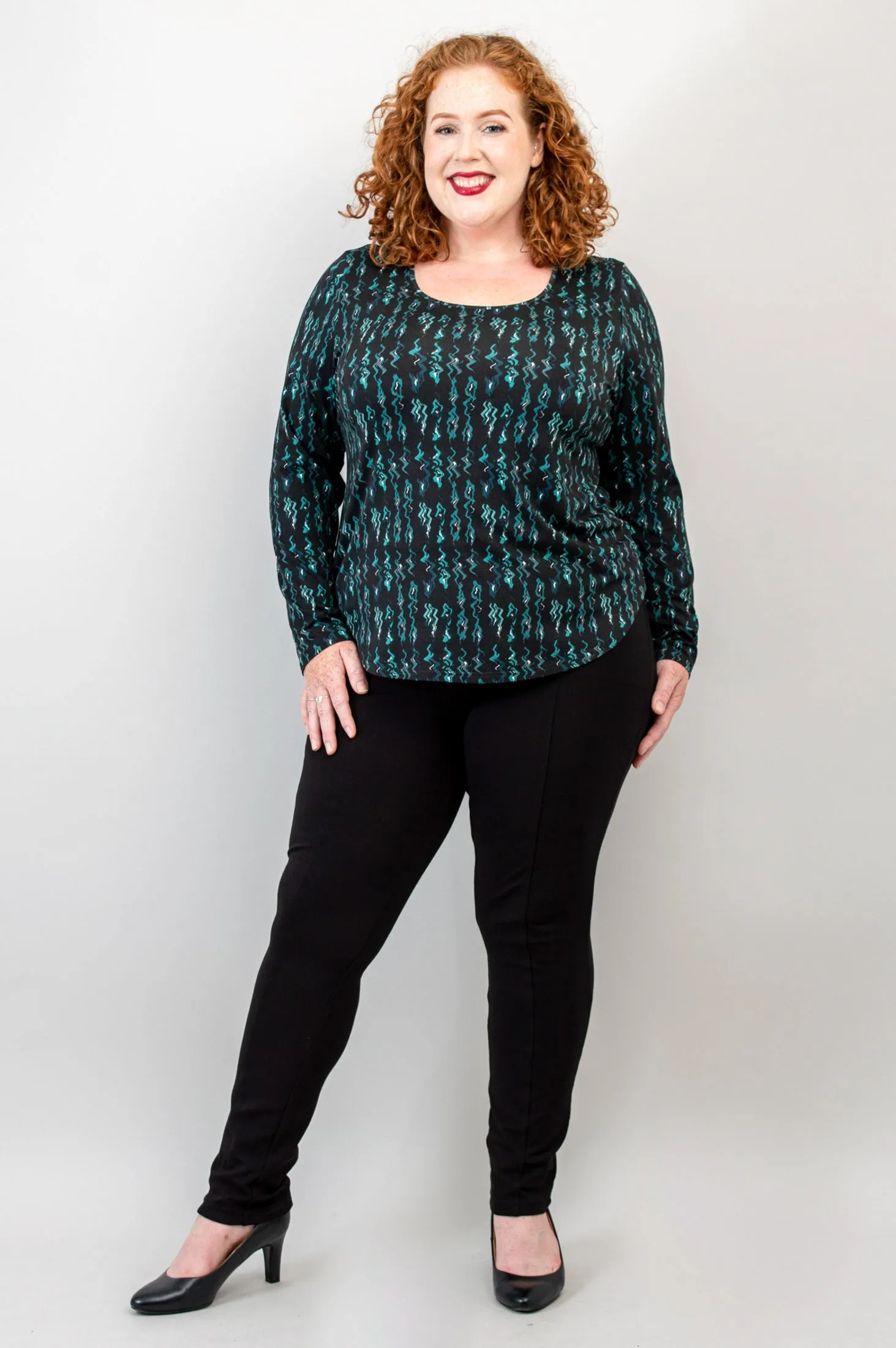 Tessa Long Sleeve Top, Teal Abstract, Bamboo - Final Sale sold by Blue Sky product image thumbnail 4