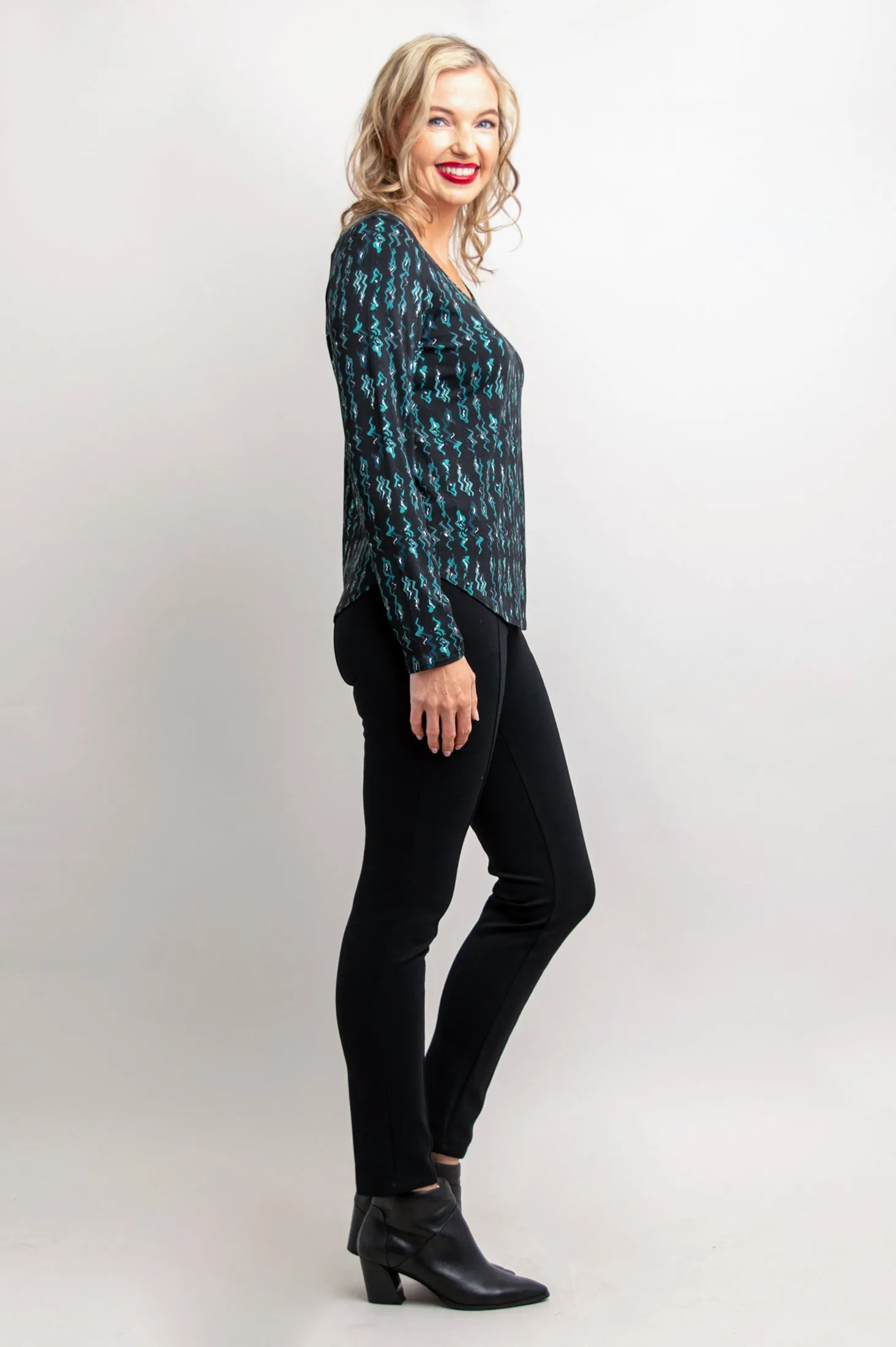Tessa Long Sleeve Top, Teal Abstract, Bamboo - Final Sale sold by Blue Sky product image thumbnail 5