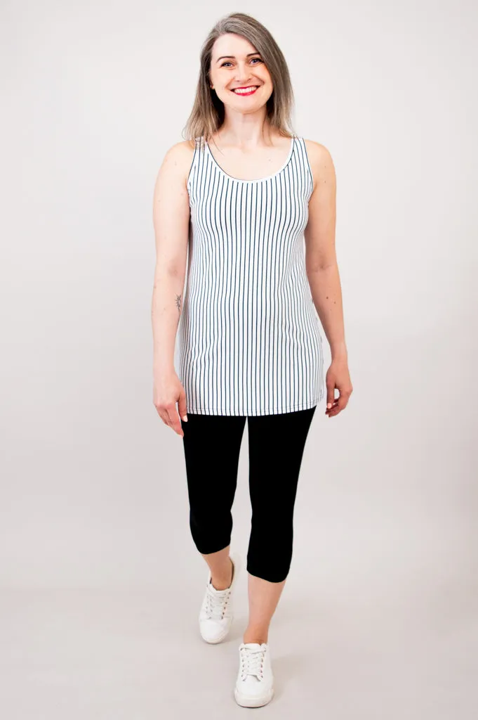 Relaxed Tank, White/Black Small Stripe, Bamboo- Final Sale sold by Blue Sky product image thumbnail 4