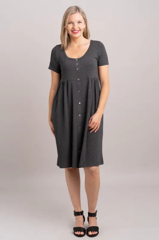 Nelly Short Sleeve Dress, Graphite, Bamboo - Final Sale sold by Blue Sky