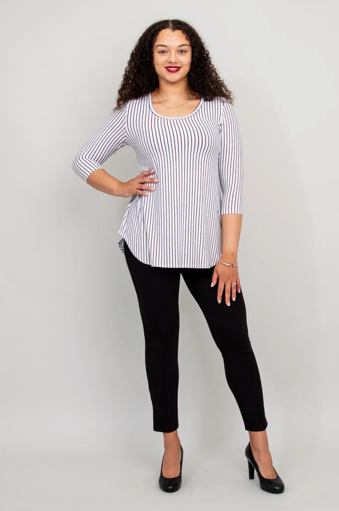 Jazz 3/4 Slv Top, White/Black Small Stripe, Bamboo - Final Sale sold by Blue Sky product image thumbnail 4