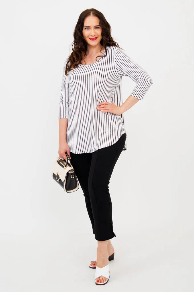Jazz 3/4 Slv Top, White/Black Small Stripe, Bamboo - Final Sale sold by Blue Sky product image thumbnail 5