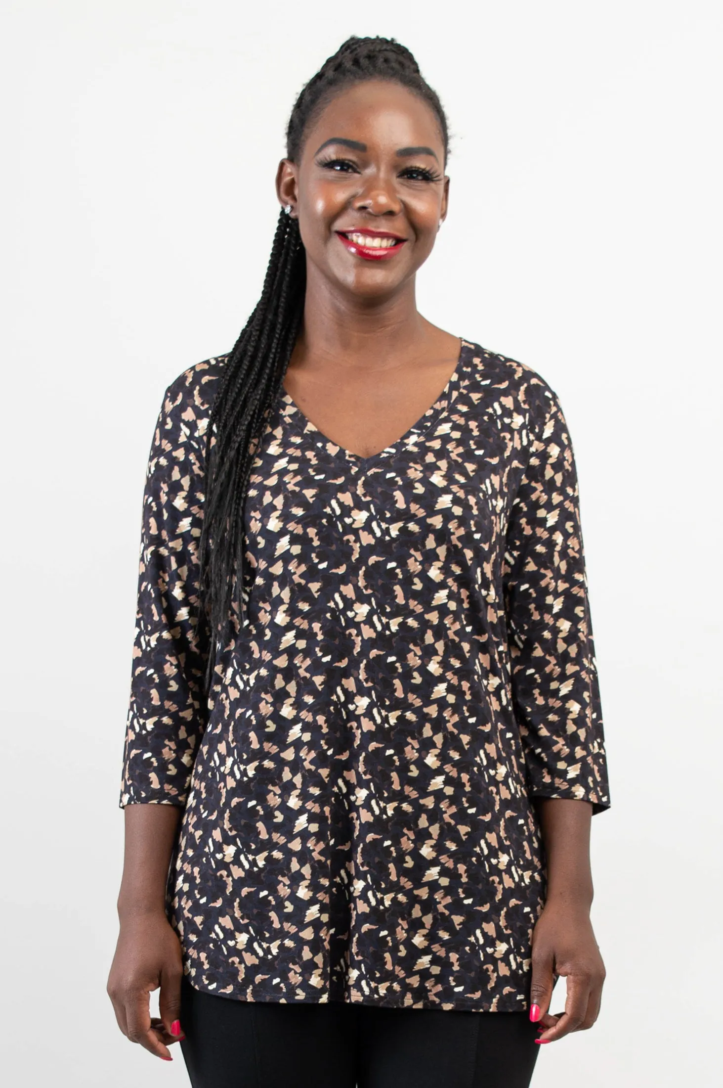 Jackie 3/4 Top, Calico, Bamboo - Final Sale sold by Blue Sky