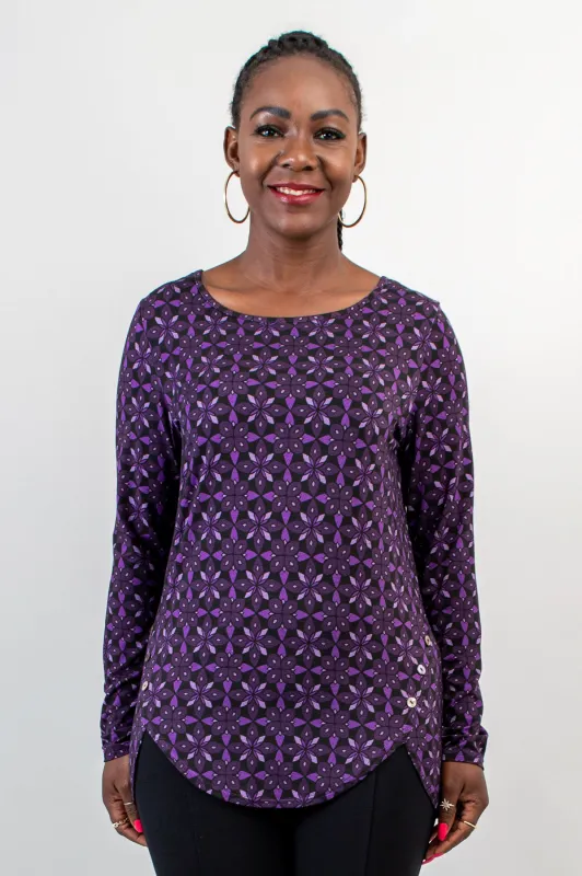 Bethany Top, Geo Flower, Bamboo - Final Sale sold by Blue Sky