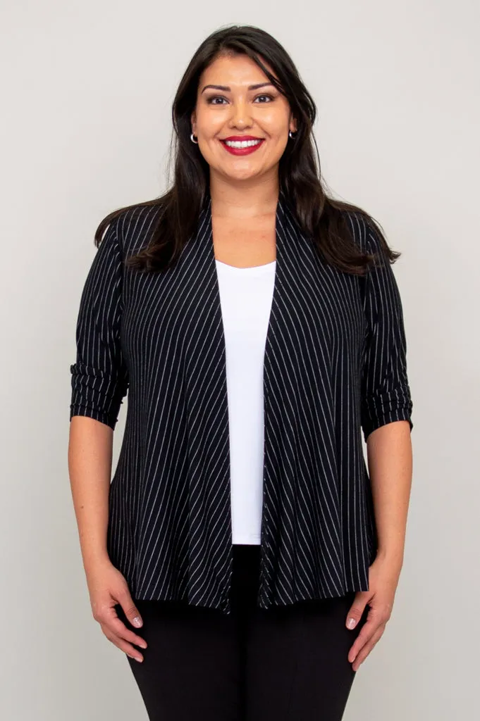 Kathy Jacket, BW Pin Stripe, Bamboo- Final Sale sold by Blue Sky