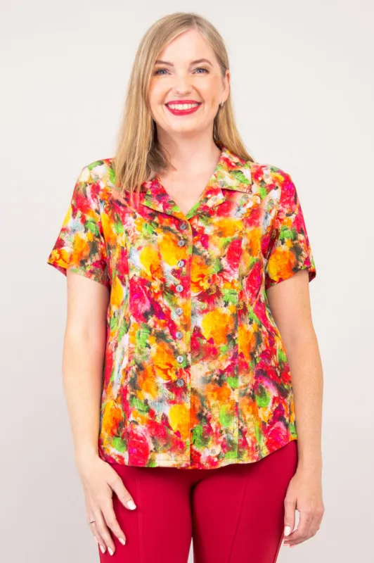 Samantha S/S Top, Jolina, Linen Bamboo sold by Blue Sky