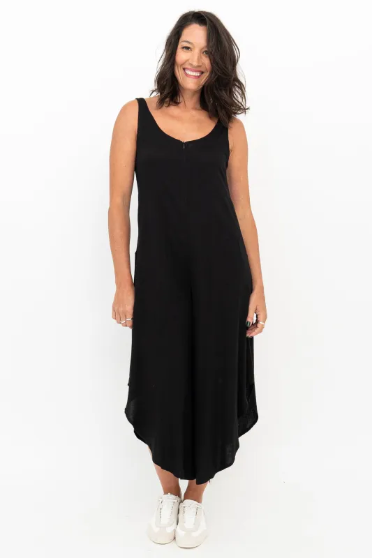 Sanito Jumpsuit, Black, Linen Bamboo sold by Blue Sky