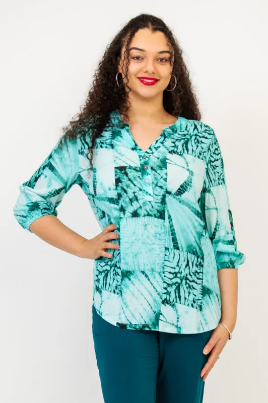 Carly Top, Shibori, Linen Bamboo sold by Blue Sky