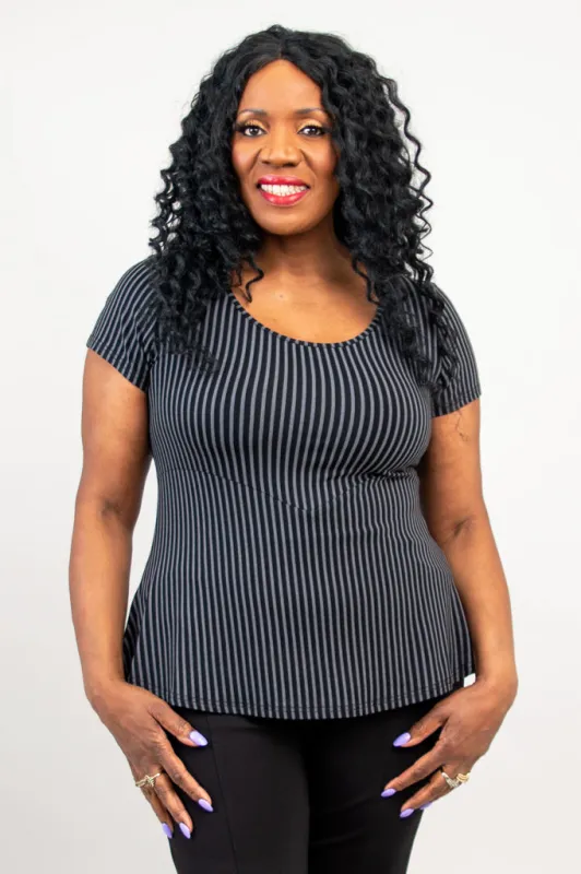 Kim Cap, Blk/Grey Stripe, Bamboo sold by Blue Sky