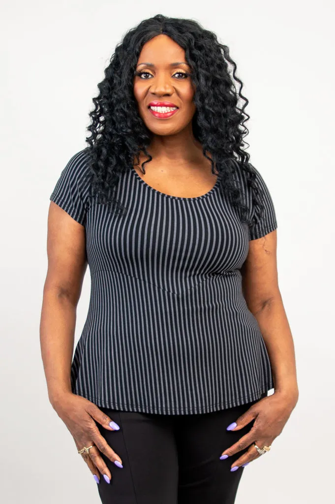 Kim Cap, Blk/Grey Stripe, Bamboo sold by Blue Sky