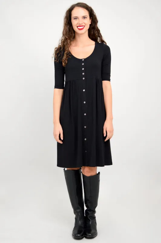 Nelly 3/4 Sleeve Dress, Black, Bamboo sold by Blue Sky