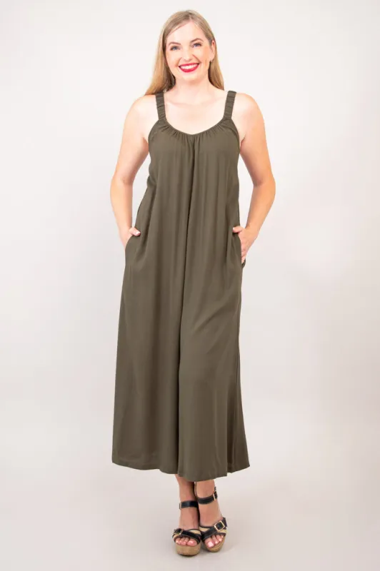 Joanna Jumpsuit, Khaki, Linen Bamboo sold by Blue Sky
