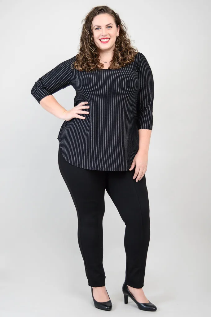 Jazz 3/4 Slv Top, BW Pin Stripe, Bamboo - Final Sale sold by Blue Sky product image thumbnail 3