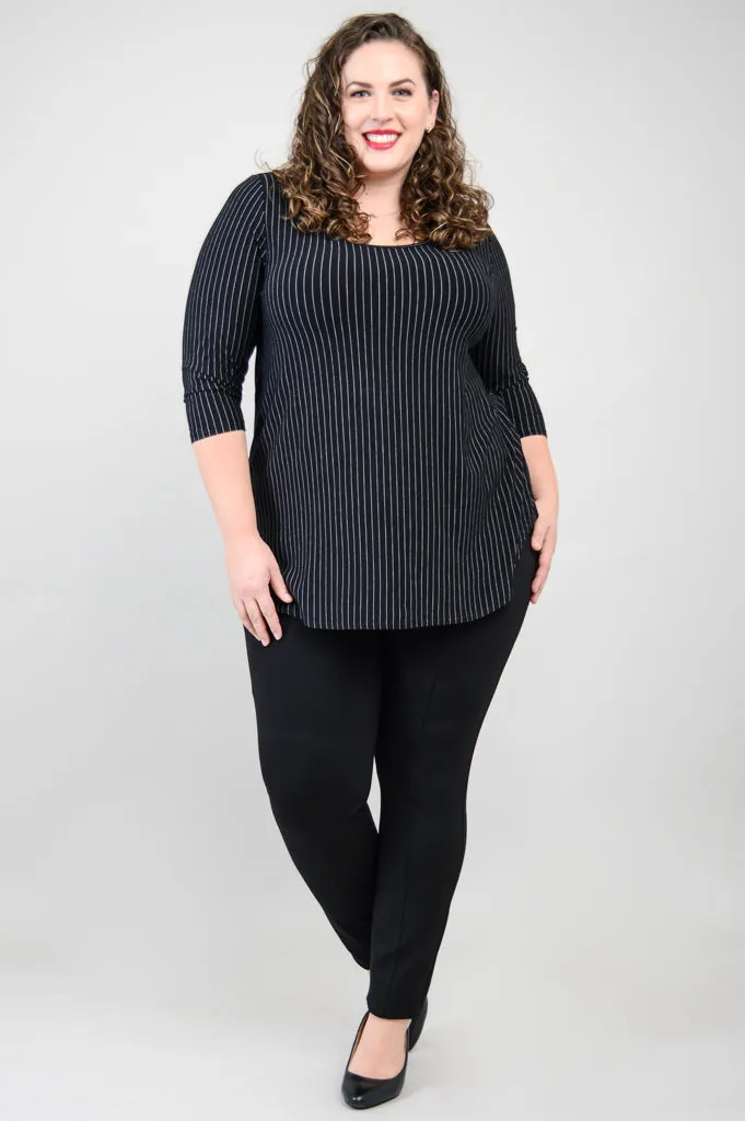 Jazz 3/4 Slv Top, BW Pin Stripe, Bamboo - Final Sale sold by Blue Sky product image thumbnail 5