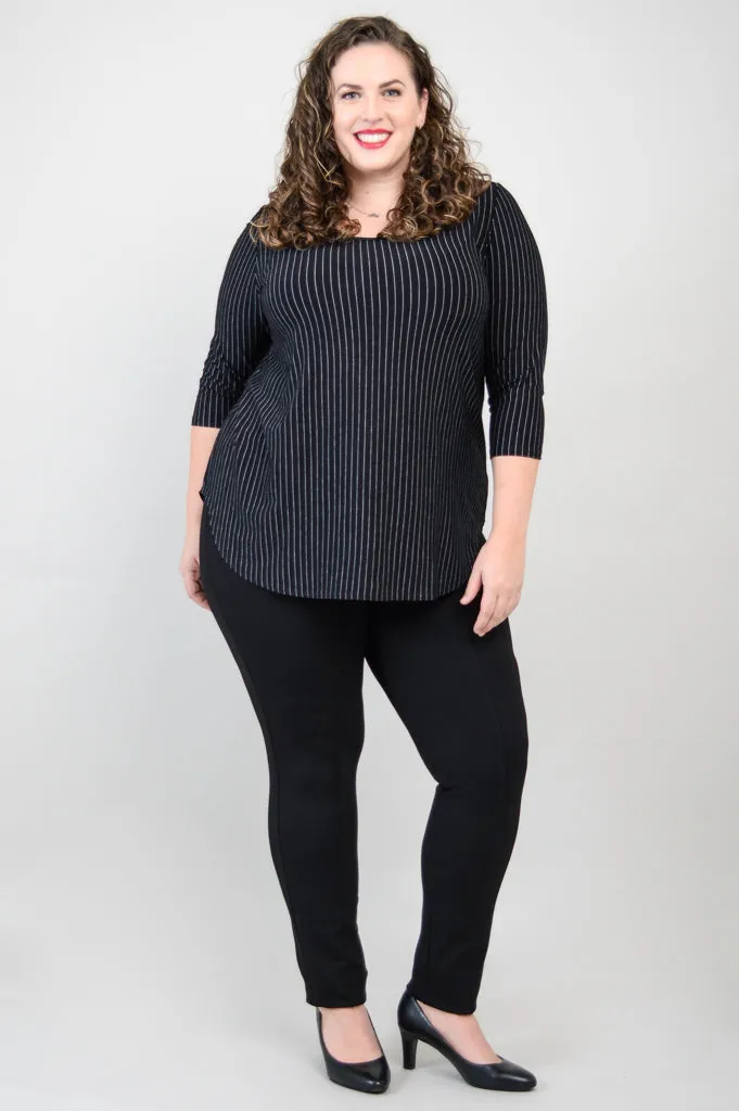 Jazz 3/4 Slv Top, BW Pin Stripe, Bamboo - Final Sale sold by Blue Sky product image thumbnail 2