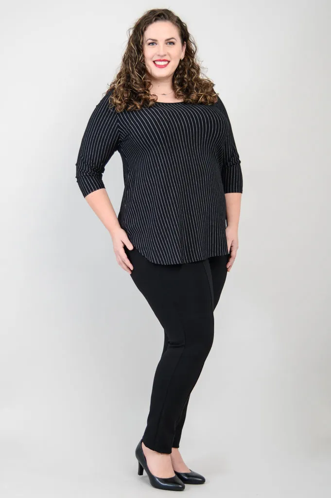 Jazz 3/4 Slv Top, BW Pin Stripe, Bamboo - Final Sale sold by Blue Sky product image thumbnail 4