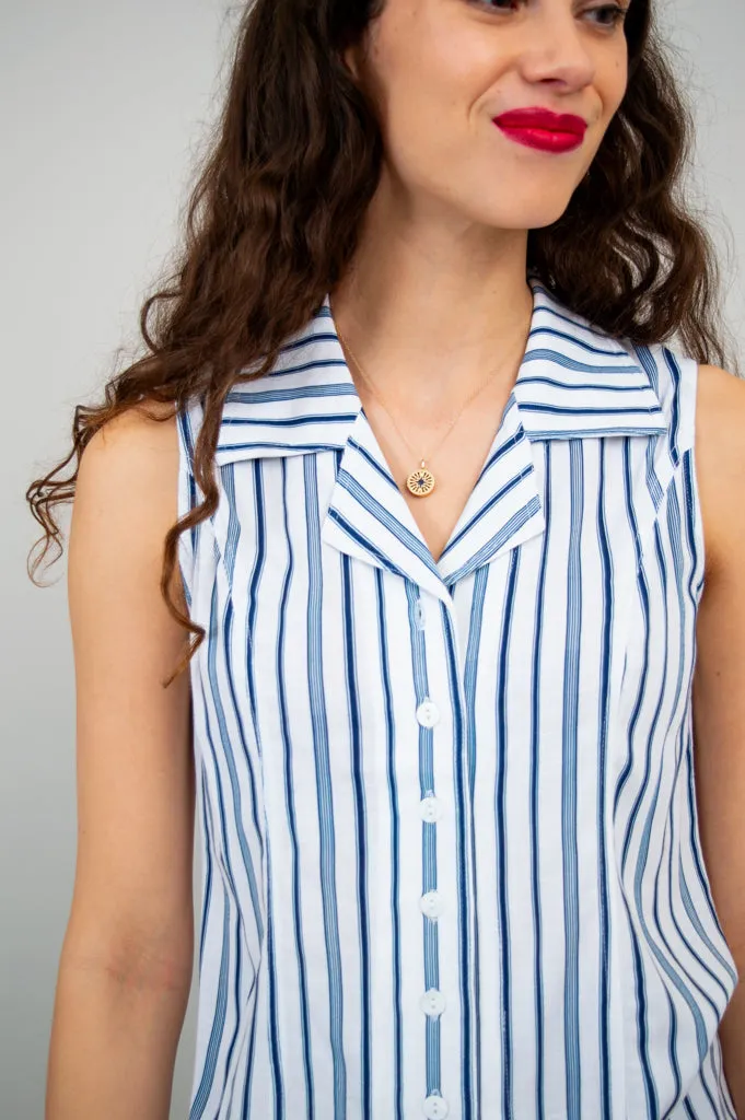 Lexa Tank, Indigo Stripe, Bamboo Linen- Final Sale sold by Blue Sky product image thumbnail 3