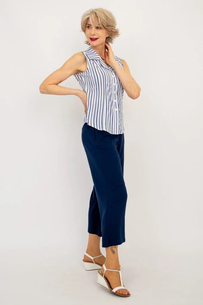 Lexa Tank, Indigo Stripe, Bamboo Linen- Final Sale sold by Blue Sky product image thumbnail 4