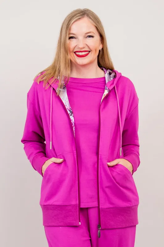 Sky Hoodie, Magenta, Cotton sold by Blue Sky