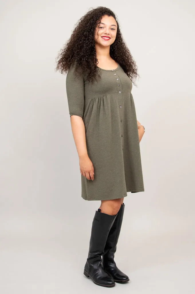 Nelly 3/4 Sleeve Dress, Yarn Dye Khaki, Bamboo sold by Blue Sky product image thumbnail 4