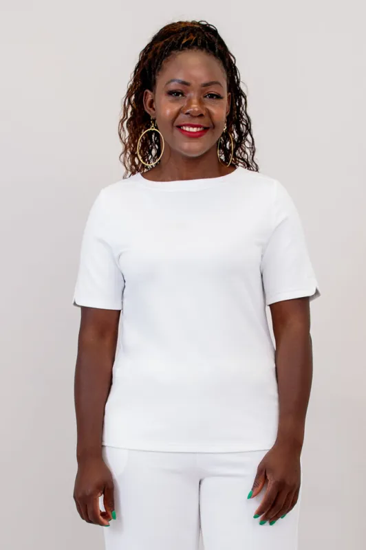 Sky Tee, White, Bamboo French Terry sold by Blue Sky