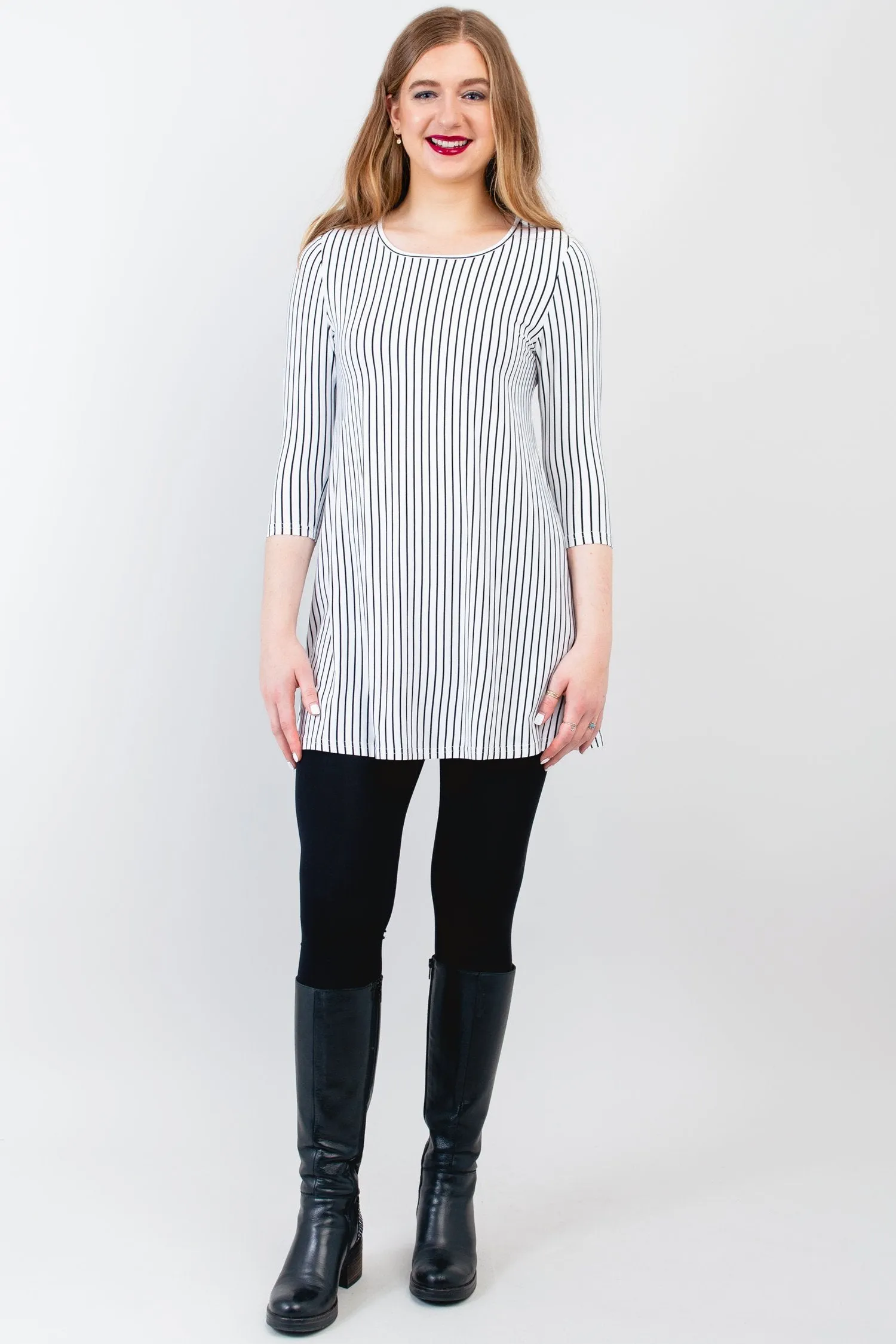 Perfect Tunic, White/Black Small Stripe, Bamboo- Final Sale sold by Blue Sky product image thumbnail 3