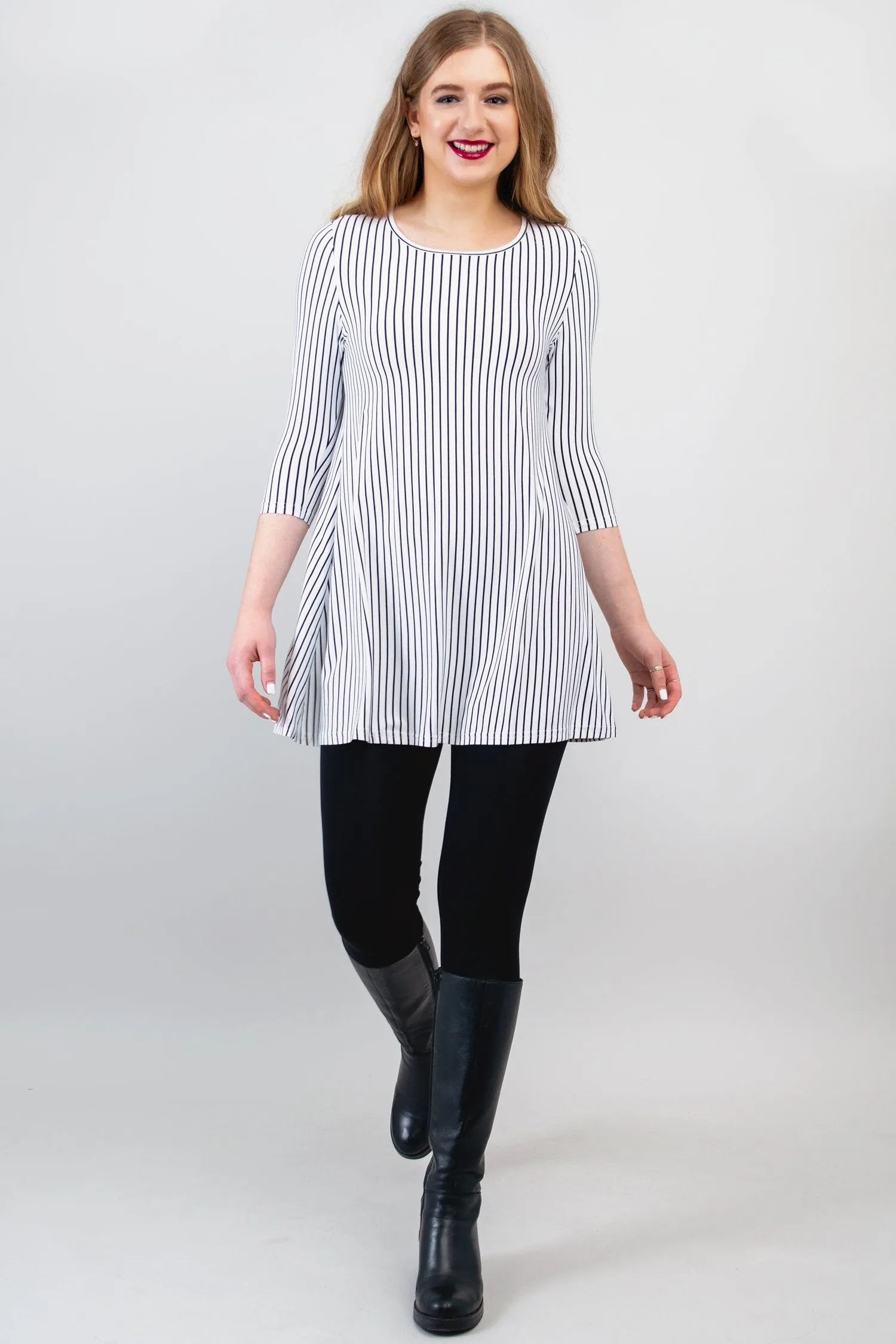 Perfect Tunic, White/Black Small Stripe, Bamboo- Final Sale sold by Blue Sky product image thumbnail 2