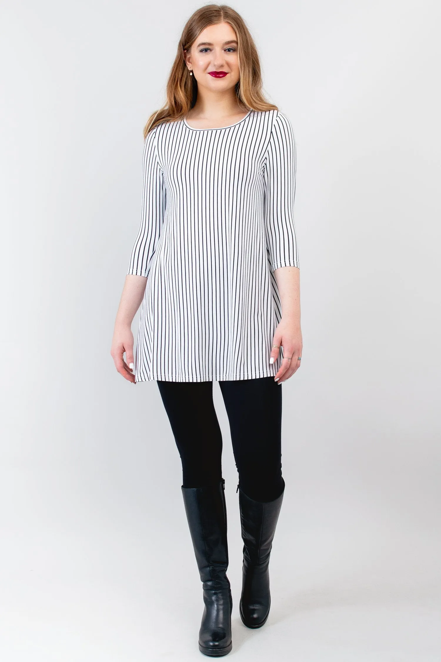 Perfect Tunic, White/Black Small Stripe, Bamboo- Final Sale sold by Blue Sky product image thumbnail 5