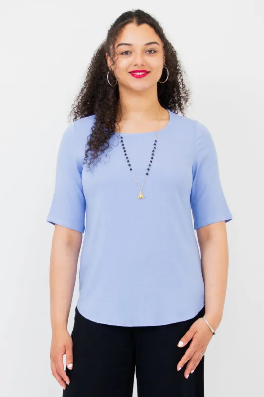 Liza Top, Periwinkle, Linen Bamboo- Final Sale sold by Blue Sky