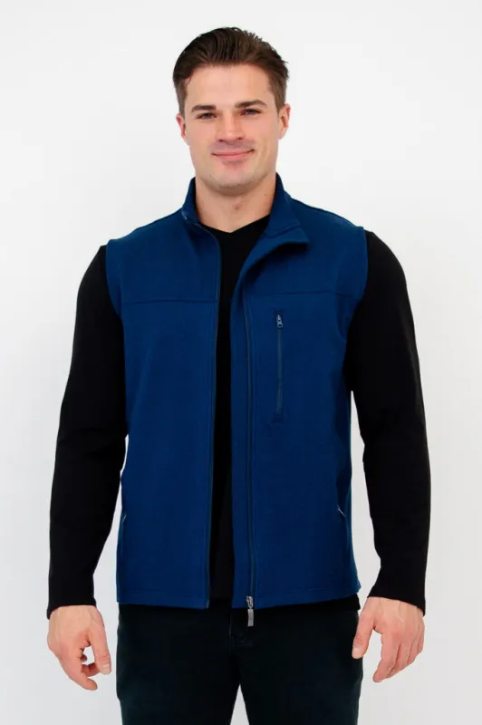 Nick Vest, Indigo, Bamboo Fleece sold by Blue Sky