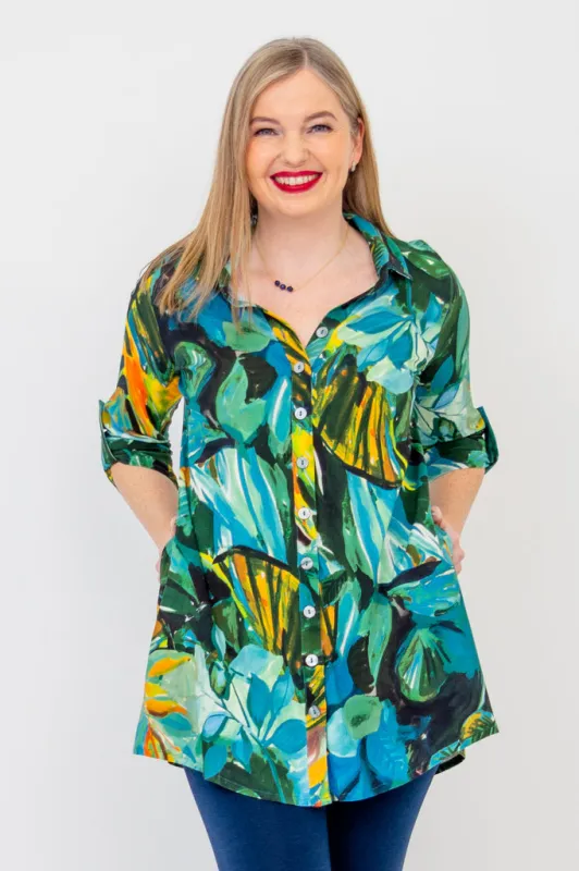 Celine Blouse, Greenroom, Linen Bamboo sold by Blue Sky