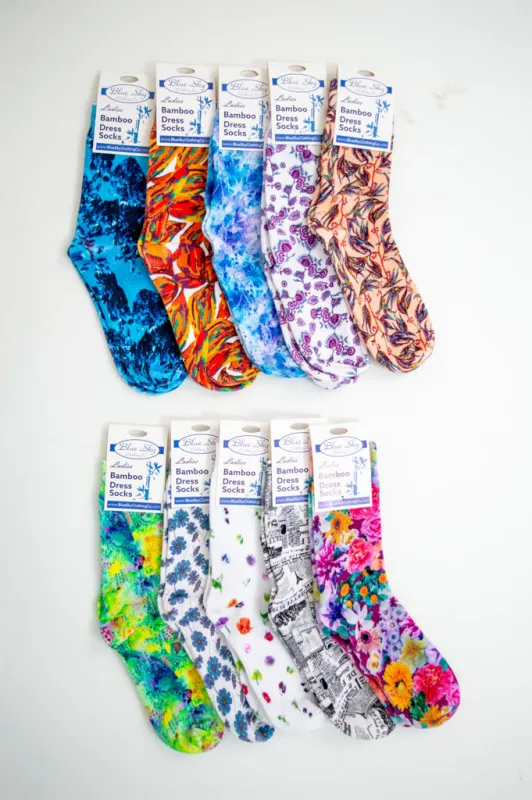 Ladies Bamboo Dress Socks, Assorted Prints sold by Blue Sky
