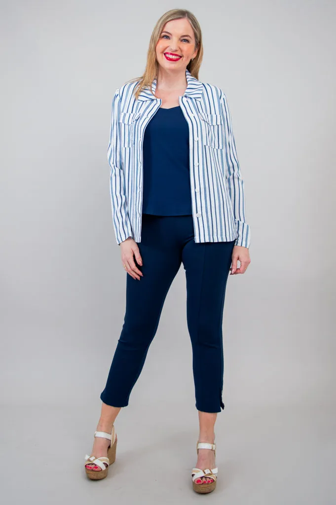 Lauren Jacket, Indigo Stripe, Linen Bamboo sold by Blue Sky product image thumbnail 2
