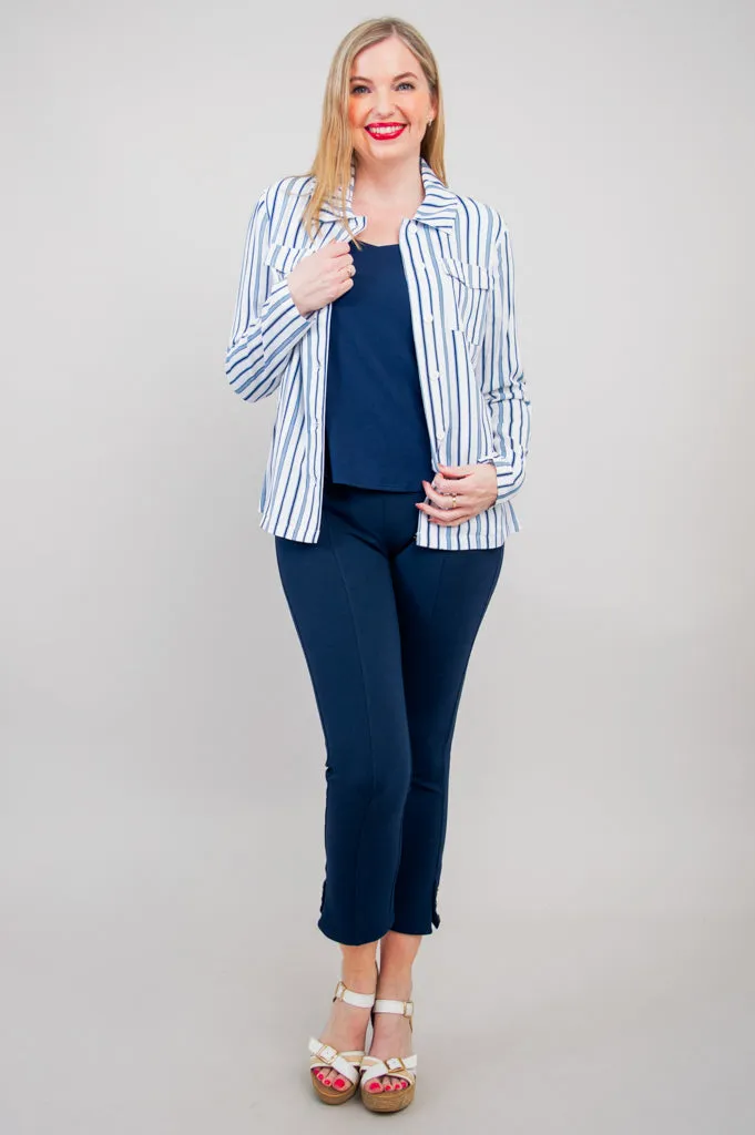 Lauren Jacket, Indigo Stripe, Linen Bamboo sold by Blue Sky product image thumbnail 3