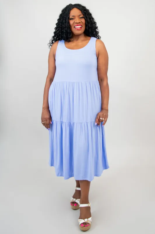 Juni Dress, Periwinkle, Linen Bamboo sold by Blue Sky