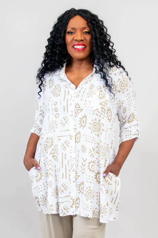 Celine Blouse, Suna, Linen Bamboo- Final Sale sold by Blue Sky