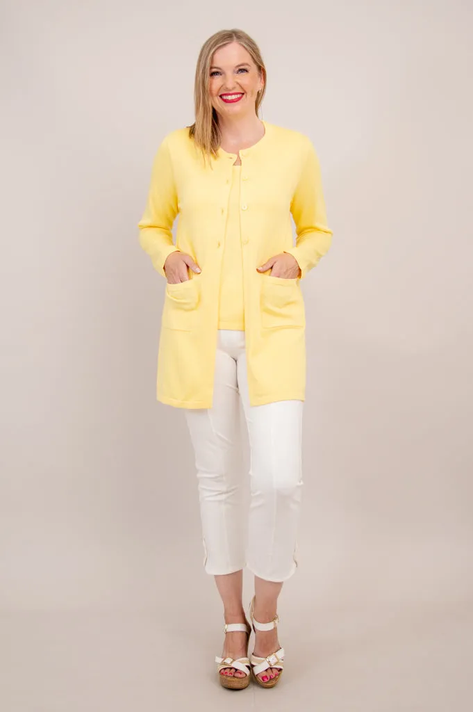 Tommy Cardigan, Yellow, Cotton sold by Blue Sky product image thumbnail 4