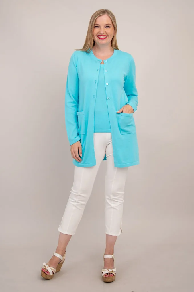 Tommy Cardigan, Turquoise, Cotton sold by Blue Sky product image thumbnail 5