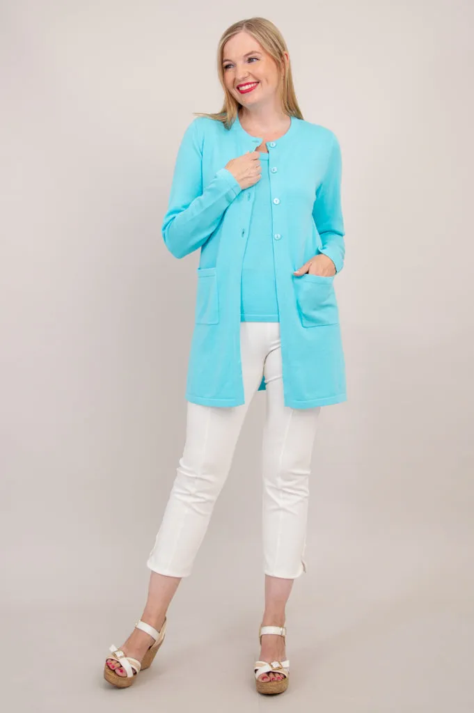 Tommy Cardigan, Turquoise, Cotton sold by Blue Sky product image thumbnail 4