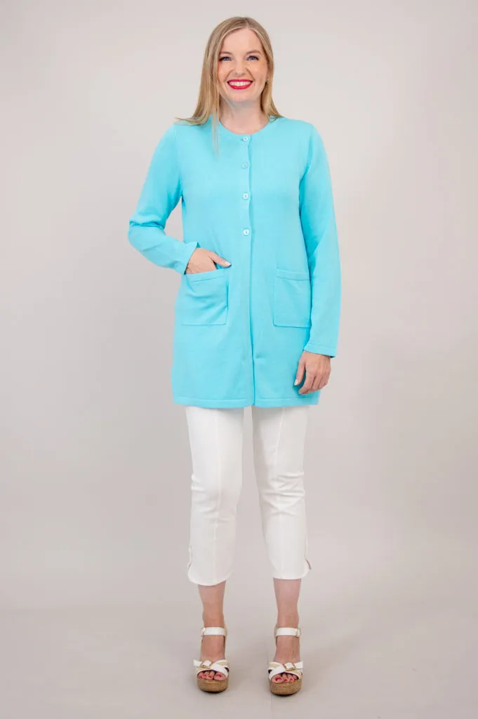 Tommy Cardigan, Turquoise, Cotton sold by Blue Sky product image thumbnail 3