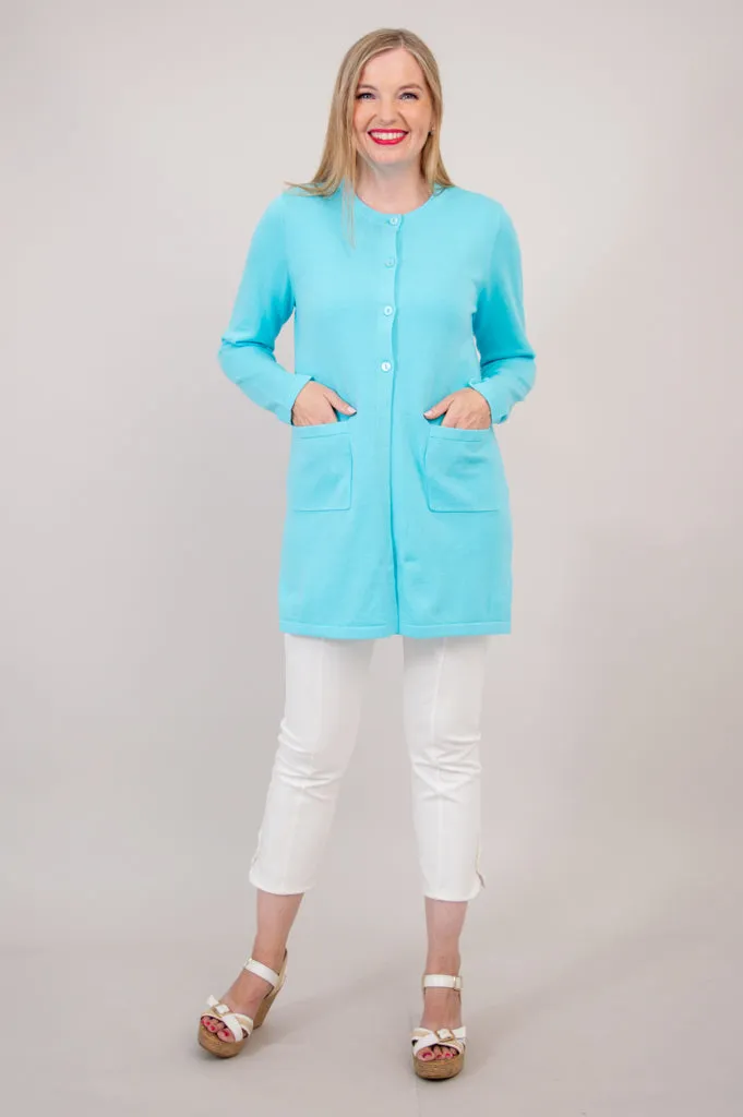 Tommy Cardigan, Turquoise, Cotton sold by Blue Sky product image thumbnail 2