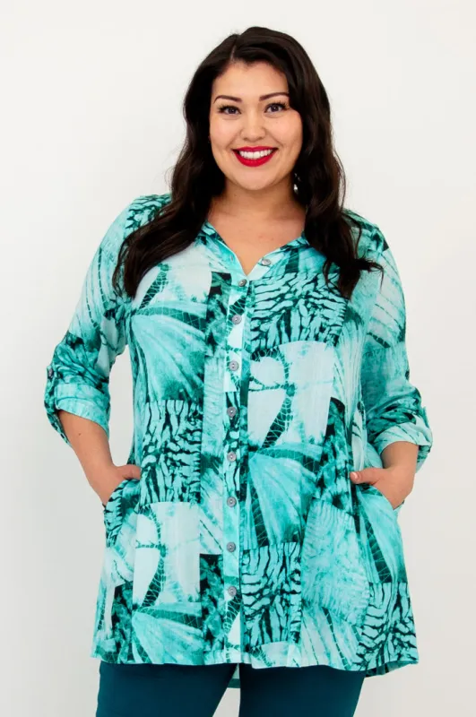 Celine Blouse, Shibori, Linen Bamboo- Final Sale sold by Blue Sky