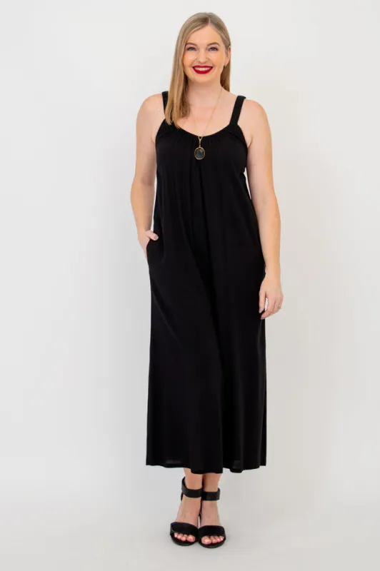 Joanna Jumpsuit, Black, Linen Bamboo sold by Blue Sky
