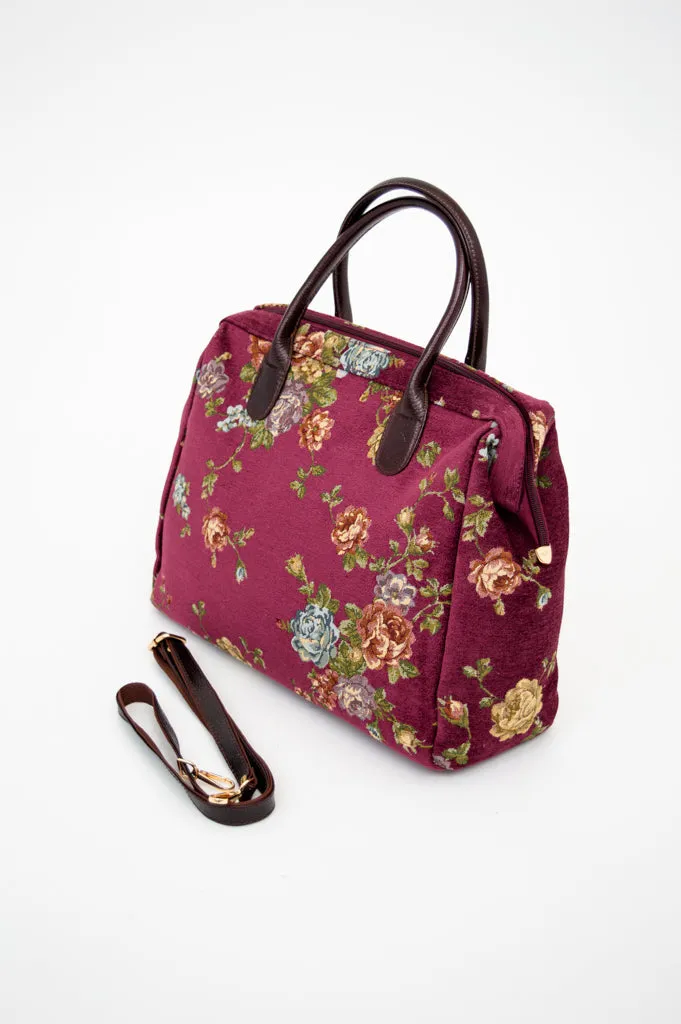 Maroon Flower Print Handbag sold by Blue Sky product image thumbnail 4