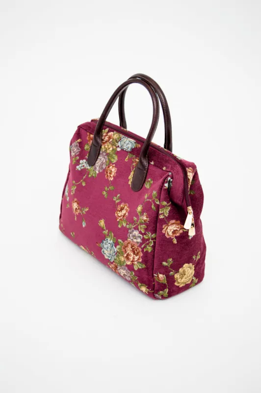 Maroon Flower Print Handbag sold by Blue Sky