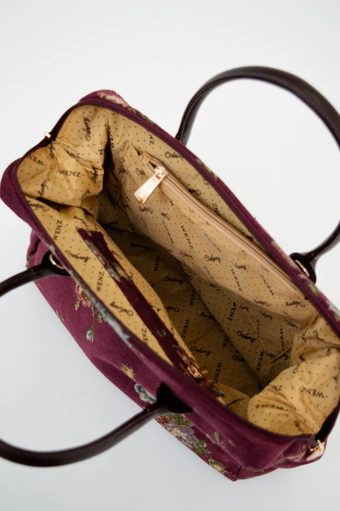 Maroon Flower Print Handbag sold by Blue Sky product image thumbnail 3