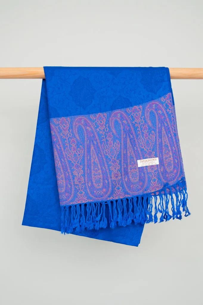 Pashmina Scarf, Cobalt Paisley sold by Blue Sky