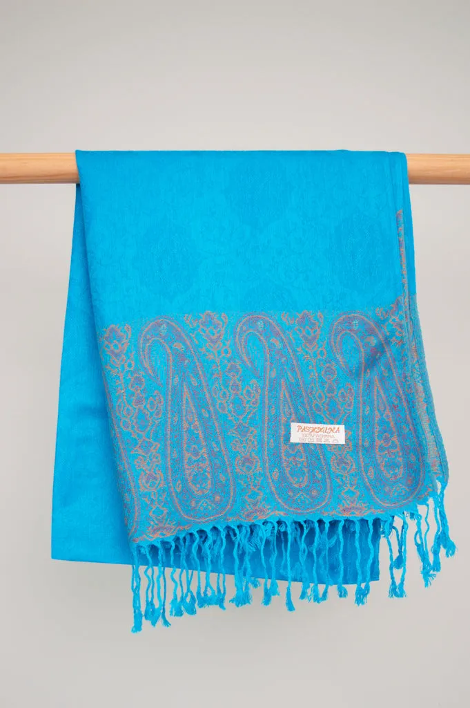 Pashmina Scarf, Aqua Paisley sold by Blue Sky