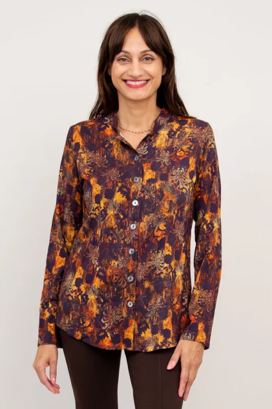 Debbie L/S Top, Fortress, Bamboo Linen sold by Blue Sky